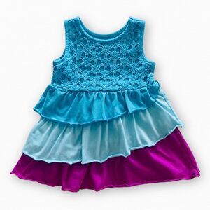 Kidtopia Toddler Girl Blue and Purple Ruffle Top Size 2T